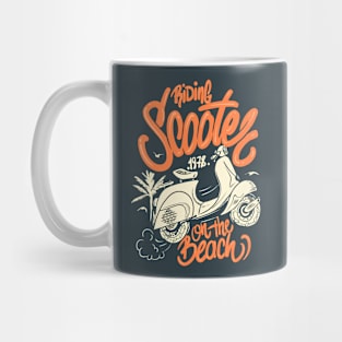 RIDING SCOOTER ON THE BEACH Mug